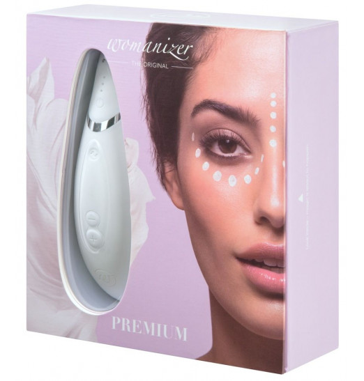 Белый бесконтактный клиторальный стимулятор Womanizer Premium