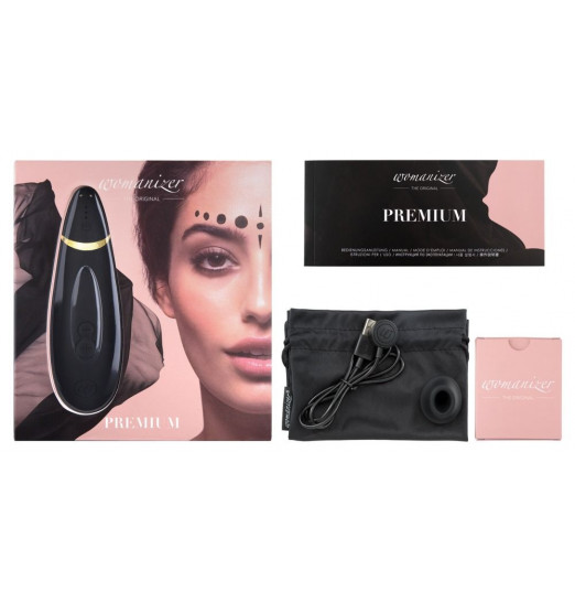 Чёрный бесконтактный клиторальный стимулятор Womanizer Premium Чёрный бесконтактный клиторальный стимулятор Womanizer Premium