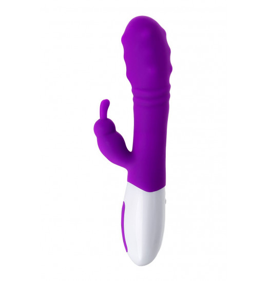 Фиолетовый вибратор JOS TATY с пульсирующими шариками - 21,5 см.
