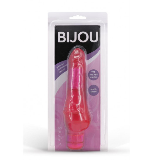 Розовый вибратор с шипами SAVVY - 17,5 см.