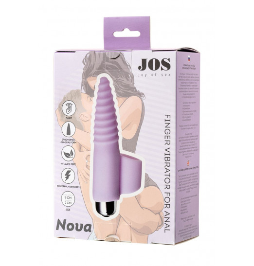 Нежно-розовая вибронасадка на палец для анальной стимуляции JOS NOVA - 9 см.