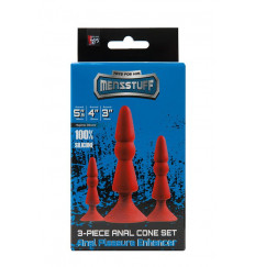 Набор из красных анальных силиконовых втулок MENZSTUFF 3-PIECE ANAL CONE SET