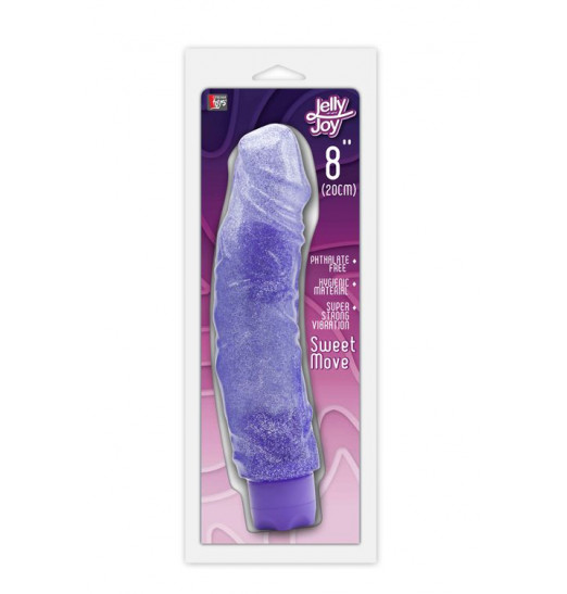 Фиолетовый водонепроницаемый вибратор JELLY JOY SWEET MOVE MULTI-SPEED VIBE - 20 см.
