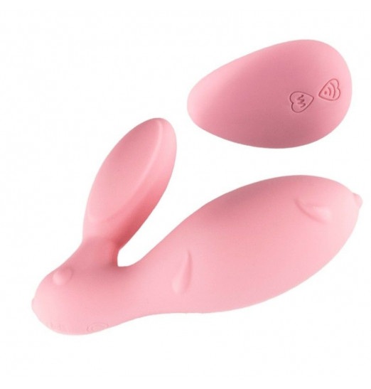 Розовый виброзайчик Eris с вибрирующим пультом ДУ