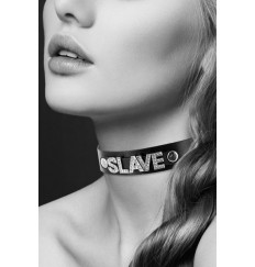 Чокер с надписью COLLIER STRASS SLAVE CUIR BOVIN