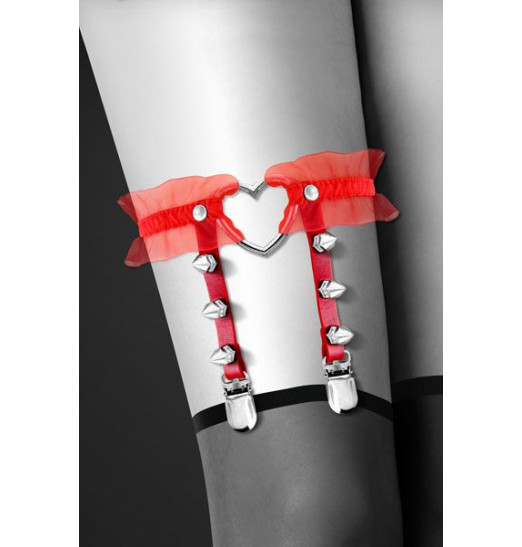Красная подвязка с сердцем и шипами GARTER WITH HEART Красная подвязка с сердцем и шипами GARTER WITH HEART