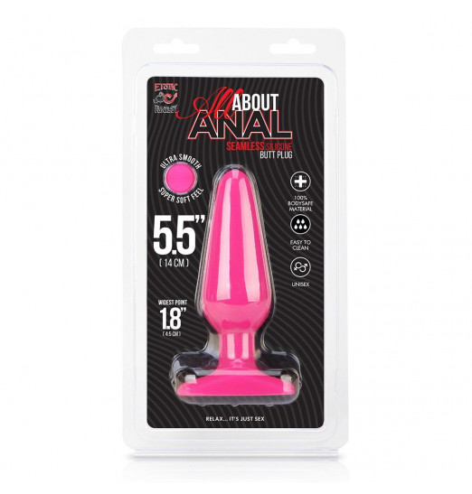 Розовый плаг из силикона - 14 см.