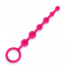 Розовая анальная цепочка из 6 шариков - 21 см.
