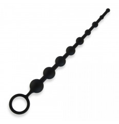 Чёрная анальная цепочка из 9 шариков - 30 см.