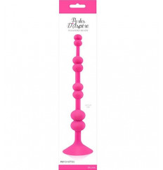 Розовая анальная цепочка с присоской PERLES DASPIRE - 22 см.