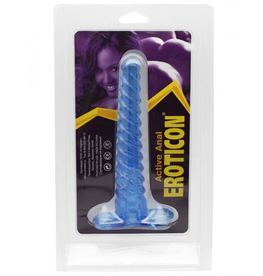 Синий спиралевидный анальный конус - 17 см.