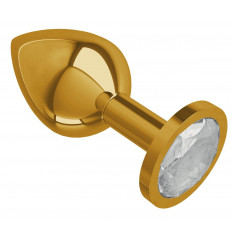 Золотистая средняя пробка с прозрачным кристаллом - 8,5 см.
