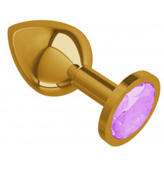 Золотистая средняя пробка с сиреневый кристаллом - 8,5 см.