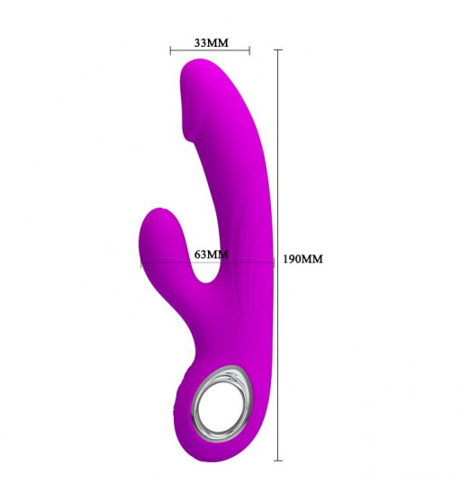 Лиловый вибратор с клиторальным отростком Gordon - 19 см.
