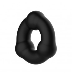 Черное эрекционное кольцо с 3 шариками