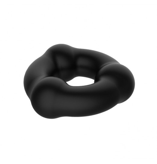 Черное эрекционное кольцо с 3 шариками