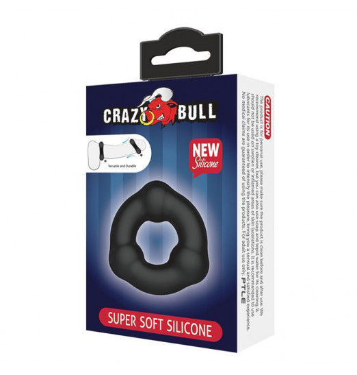 Черное эрекционное кольцо с 3 шариками