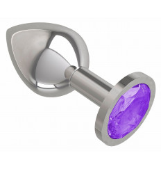 Серебристая средняя пробка с фиолетовым кристаллом - 8,5 см.