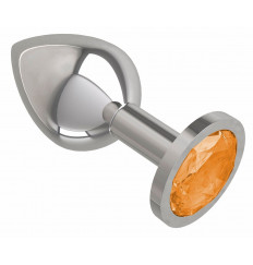 Серебристая средняя пробка с оранжевым кристаллом - 8,5 см.