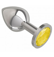 Серебристая средняя пробка с желтым кристаллом - 8,5 см.