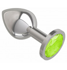 Серебристая средняя пробка с лаймовым кристаллом - 8,5 см.