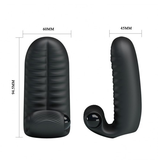 Черная вибронасадка на пальцы Abbott с ребристой поверхностью Черная вибронасадка на пальцы Abbott с ребристой поверхностью