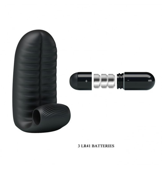 Черная вибронасадка на пальцы Abbott с ребристой поверхностью Черная вибронасадка на пальцы Abbott с ребристой поверхностью