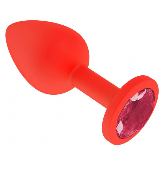 Красная анальная втулка с малиновым кристаллом - 7,3 см. Красная анальная втулка с малиновым кристаллом - 7,3 см.