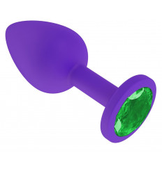 Фиолетовая силиконовая пробка с зеленым кристаллом - 7,3 см.