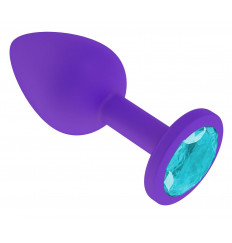 Фиолетовая силиконовая пробка с голубым кристаллом - 7,3 см.