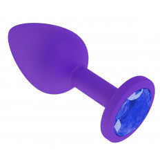 Фиолетовая силиконовая пробка с синим кристаллом - 7,3 см.