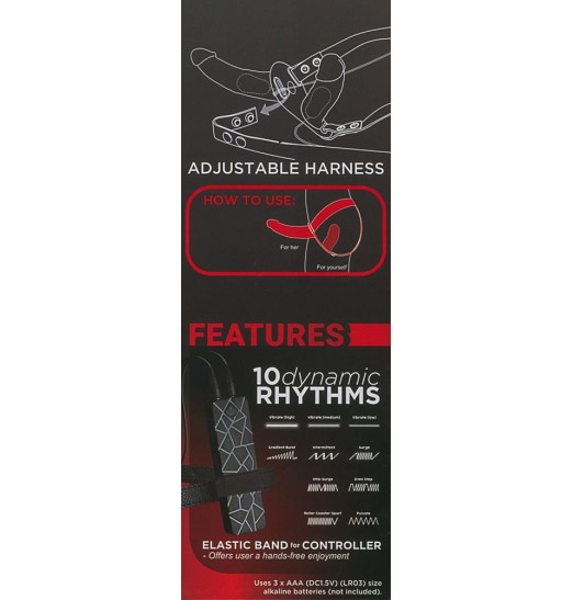 Чёрный вибрострапон с вагинальной пробкой Double Thruster - 17 см.