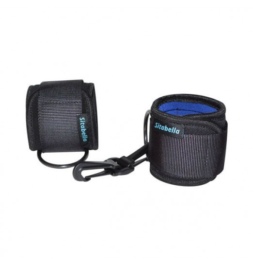 Чёрно-синие неопреновые наручники на липучках