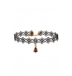 Ажурный чокер на шею с подвеской в виде рождественской елки