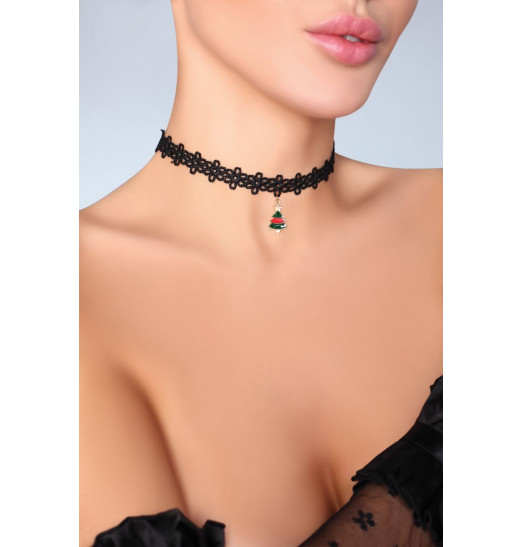 Ажурный чокер на шею с подвеской в виде рождественской елки