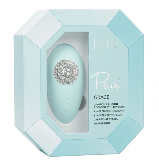 Нежно-голубой вибромассажёр Pave Grace с кристаллами