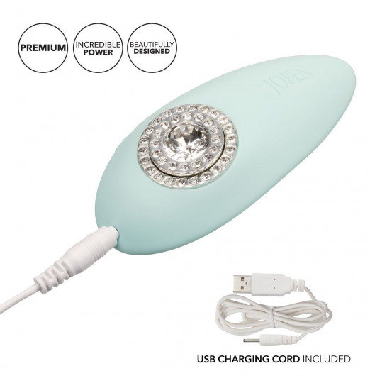 Нежно-голубой вибромассажёр Pave Grace с кристаллами