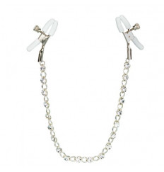 Зажимы на соски с серебристой цепочкой и кристаллами Crystal Chain Nipple Clamps