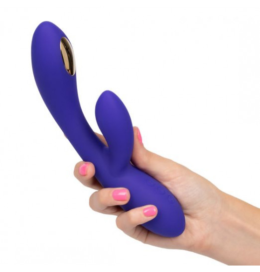 Фиолетовый вибратор с функцией электростимуляции Intimate E-Stimulator Dual Wand - 21,5 см.