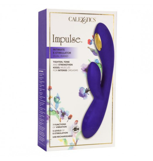 Фиолетовый вибратор с функцией электростимуляции Intimate E-Stimulator Dual Wand - 21,5 см.