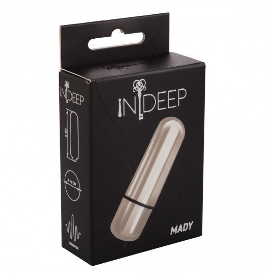 Серебристая вибропуля Mady - 6 см.
