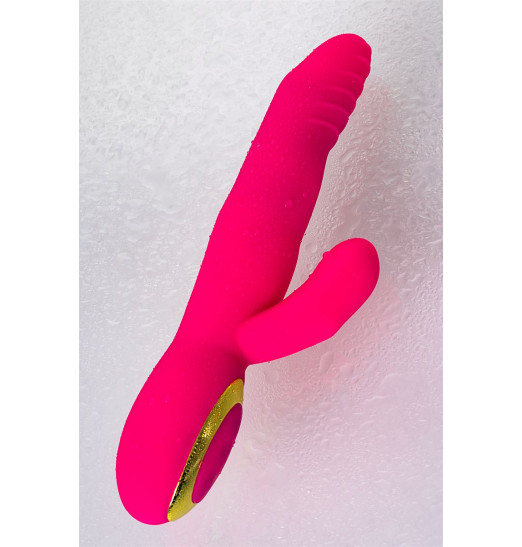 Розовый вибратор с подогревом для двойной стимуляции JOS NEGA - 22 см.