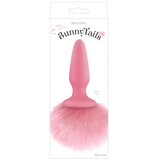 Розовая анальная пробка с коротким розовым хвостиком Bunny Tails