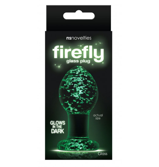 Прозрачная, светящаяся в темноте  анальная пробка Glass Plug Medium - 8 см.