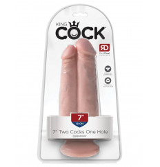 Сдвоенный телесный фаллоимитатор на присоске 7  Two Cocks One Hole - 20,3 см.