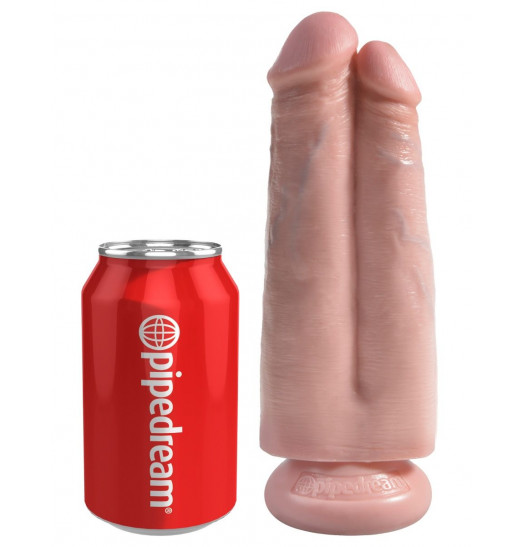 Сдвоенный телесный фаллоимитатор на присоске 7  Two Cocks One Hole - 20,3 см.