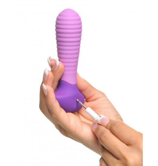 Сиреневый анальный вибратор с рёбрышками Petite Tease-Her - 11,9 см.