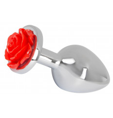 Серебристая втулка с красной розочкой в основании - 9 см.