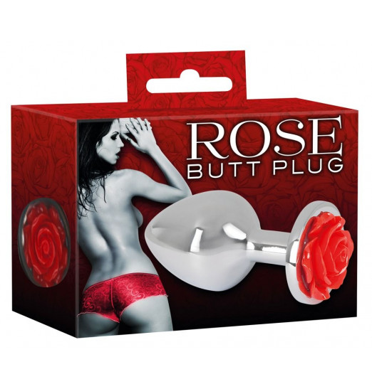 Серебристая втулка с красной розочкой в основании - 9 см.