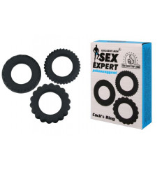 Набор из 3 рельефных эрекционных колец Sex Expert